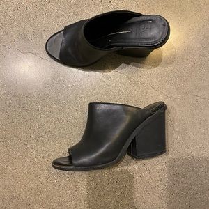 Dolce Vita black leather open toe mules